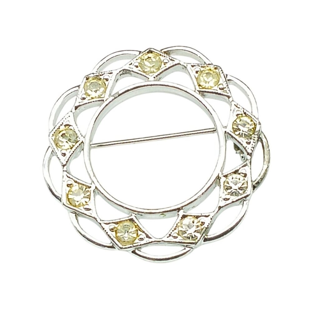 Sarah Coventry Vintage Sparkle Circle Brooch with Rhinestones Circular Design